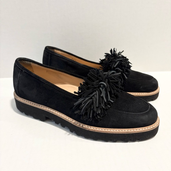 Ron White Skylar Fringe Loafers Size 36.5 Black Suede...